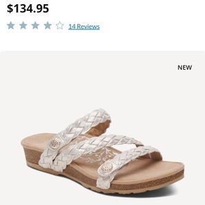 Aetrex Cream Braided Sandals